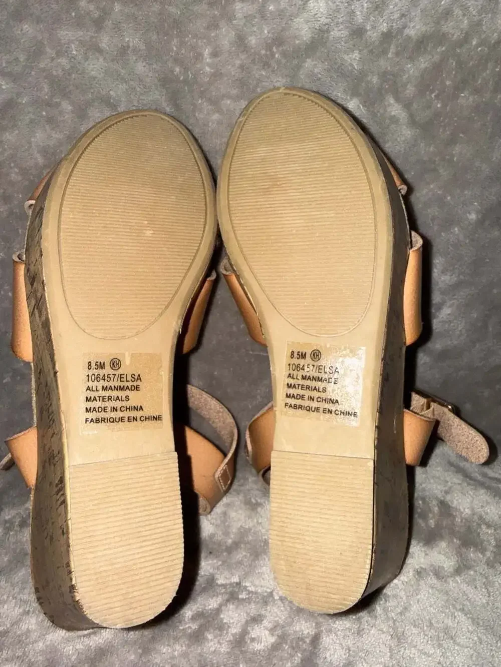 Maurices Elsa Tan Faux Leather Cork Wedge Sandals Size 8.5M